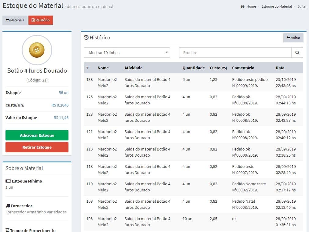 Lista de Materiais